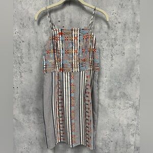 THML Embroidered Sundress Spaghetti Strap Dress Zip-Up Back Boho Dress New